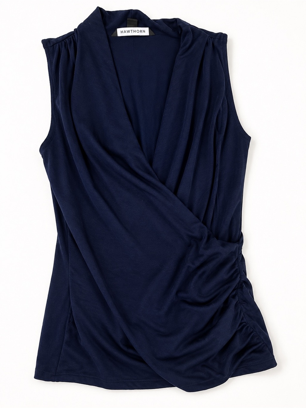 41 Hawthorn Sleeveless Navy Wrap-Style Top